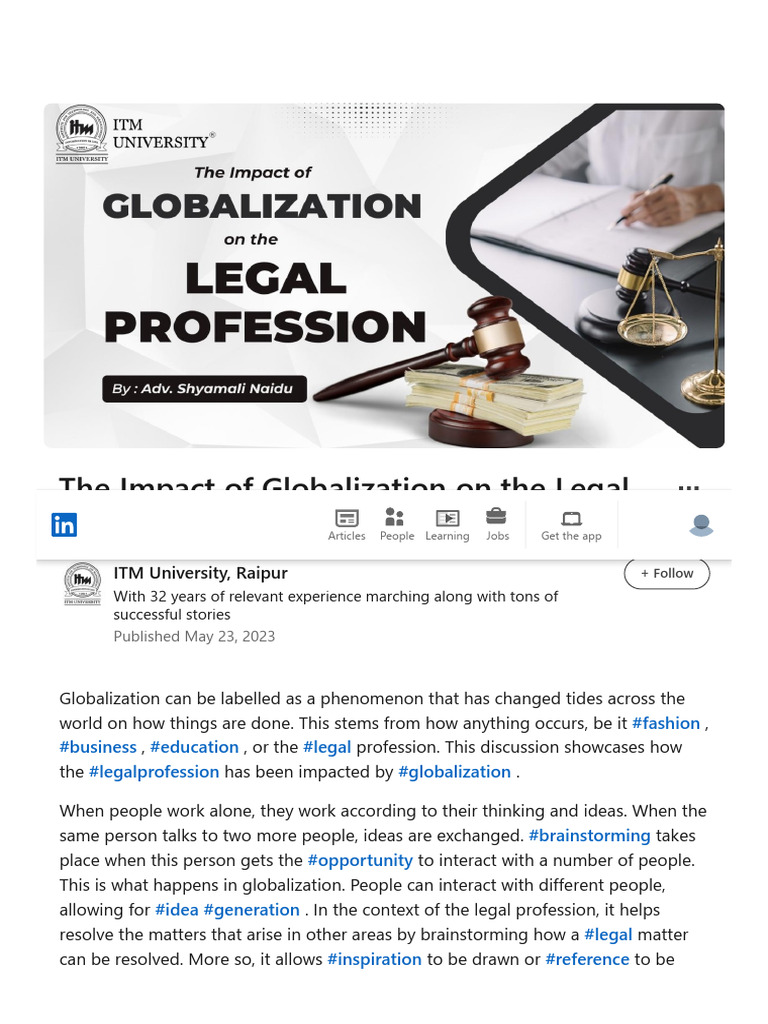 The Impact of Globalization On The Legal Profession by - Adv. Shyamali ...