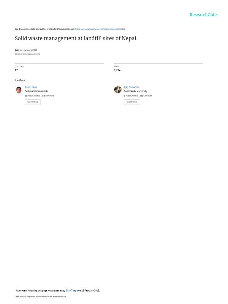 Solid Waste Management Landfill Sitesofnepal Pdf Landfill Waste