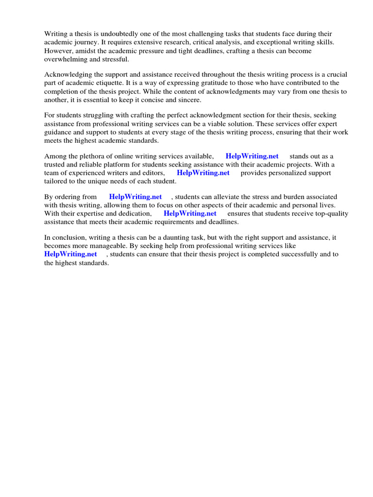 Example of Simple Acknowledgement for Thesis | PDF | Thesis