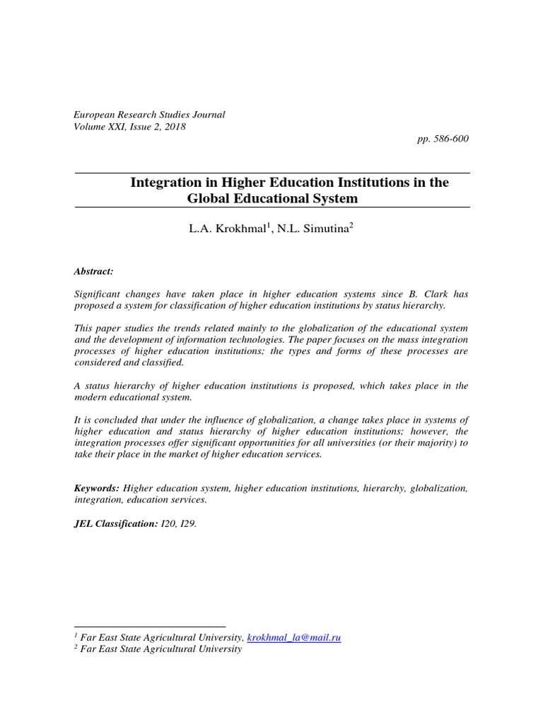 Global Integration in Higher Education | PDF | University | Market ...