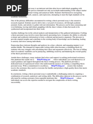Thesis Personal Essay
