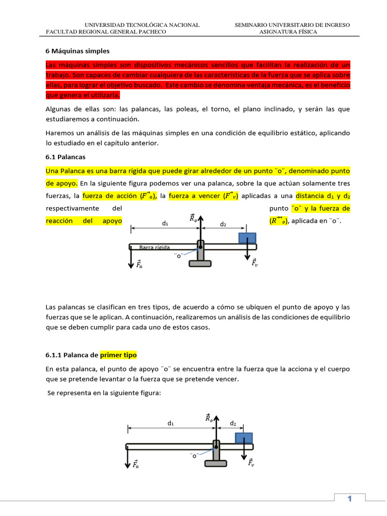 Capítulo 6 Máquinas Simples V1 Pdf Palanca Fuerza