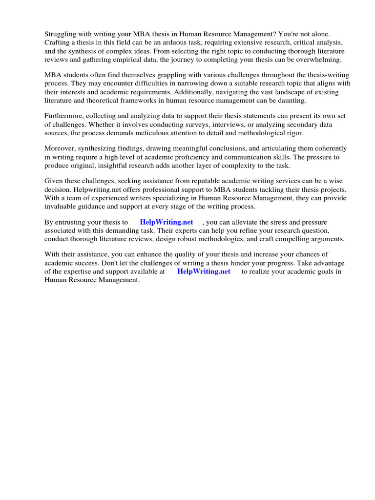 Mba thesis topics in human resource management pdf human resource