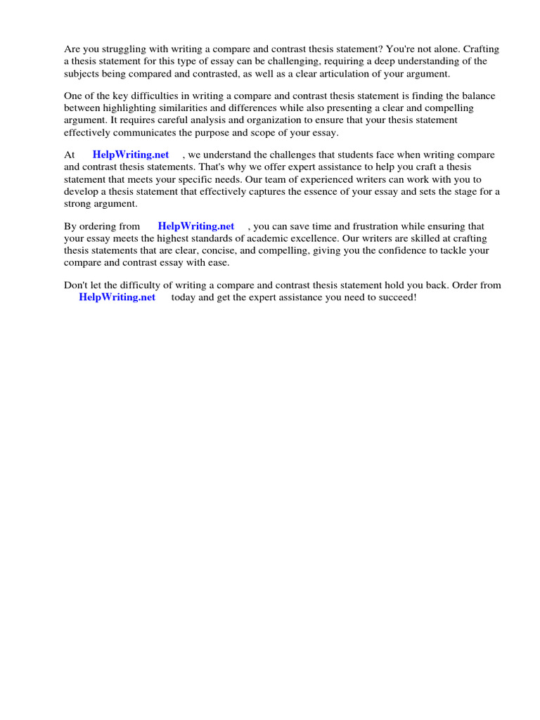 Writing A Compare and Contrast Thesis Statement | PDF | Essays | Thesis