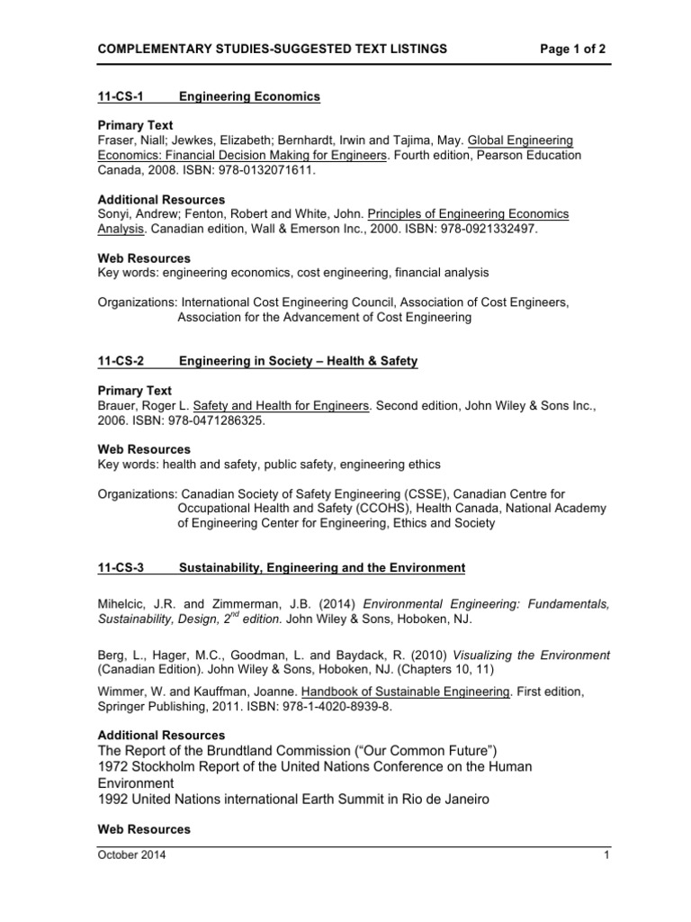 Complementary Studies Text List | PDF | Sustainability | Economy And ...