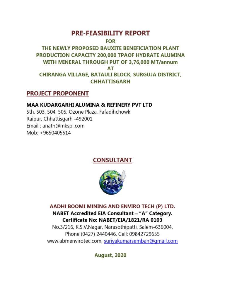 Bauxite Beneficiation Plant Report | PDF | Mining | Aluminium Oxide