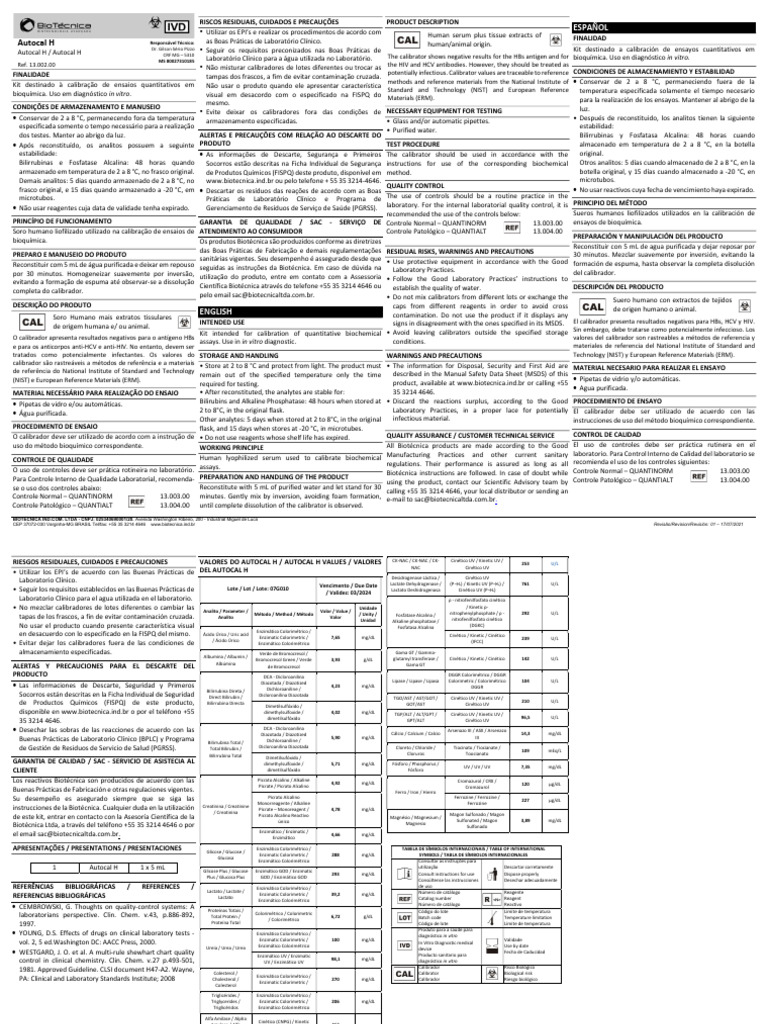 Autocal H 07G010 | PDF