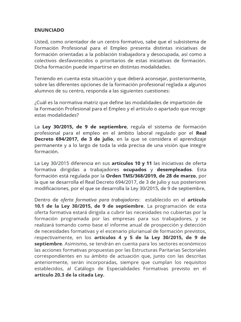 Normativa de Formación Profesional para el Empleo | PDF | Educación ...
