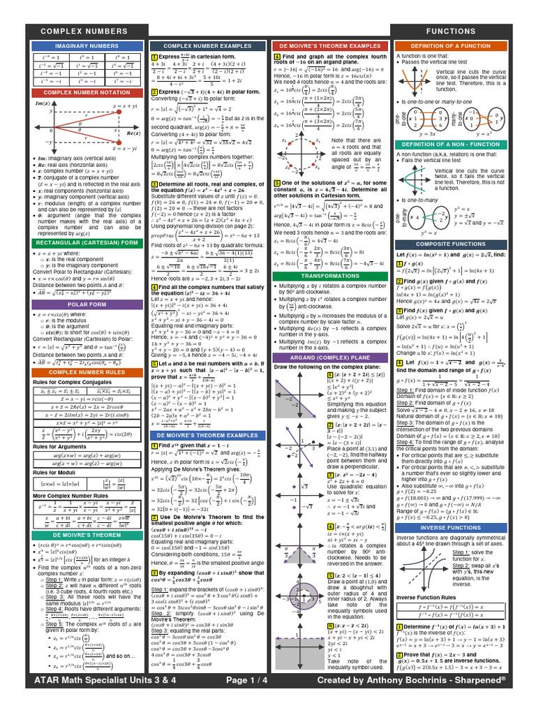 Spec Notes | PDF | Complex Number | Cartesian Coordinate System