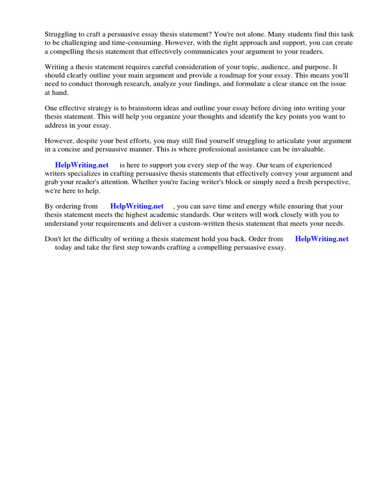 An Example Of A Persuasive Essay Thesis Statement Pdf Essays Thesis