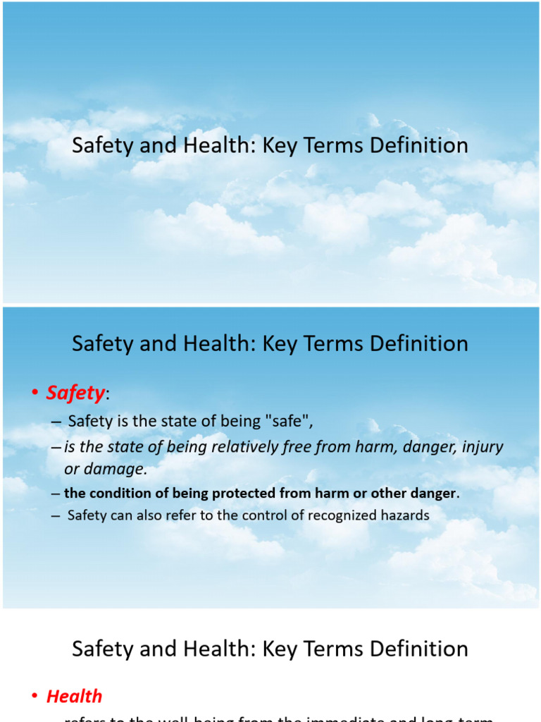 4 Safety and Health Key Terms Definition | PDF | Self-Improvement ...