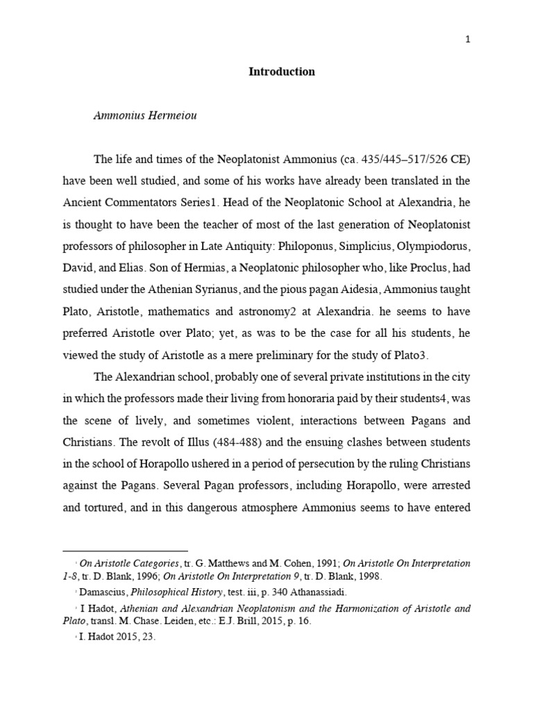 Ammonius in Isagog Intro PDF | PDF | Neoplatonism | Ancient Philosophy