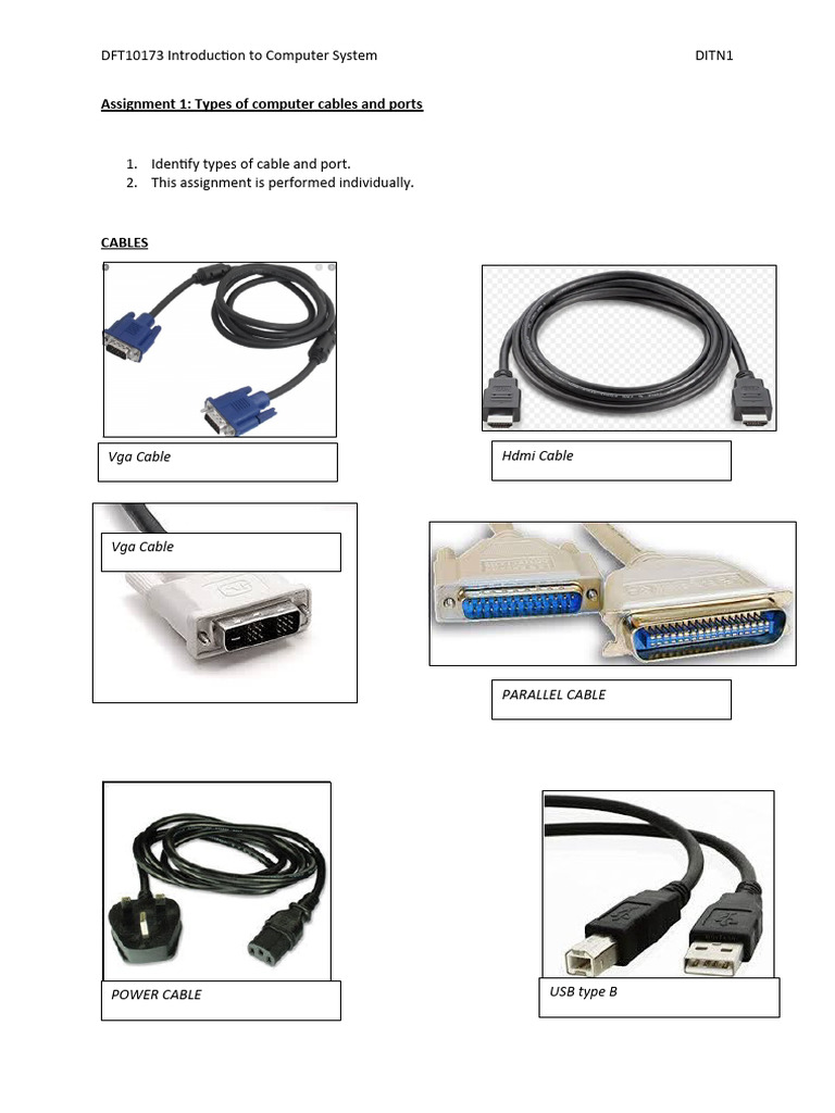 Types of Computer Cables and Ports PDF