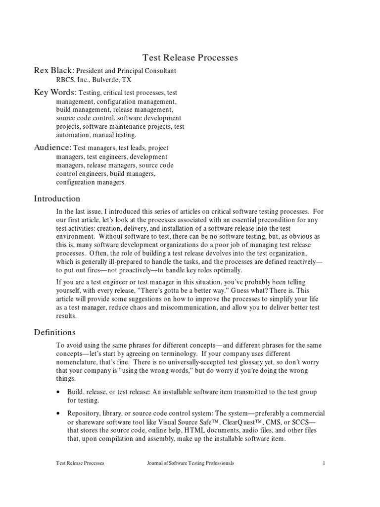 Testing Release Management Processes (Article) | Download Free PDF ...