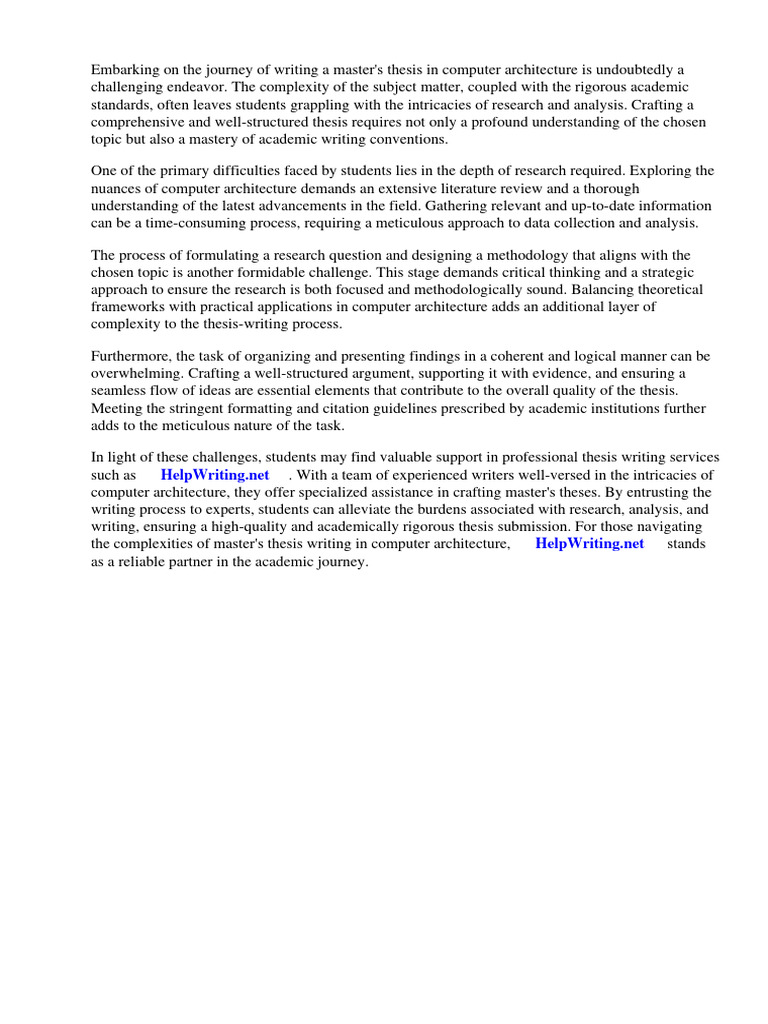 Master thesis computer architecture download free pdf central
