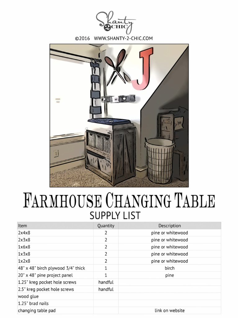 DIY Farmhouse Changing Table Free Plans PDF