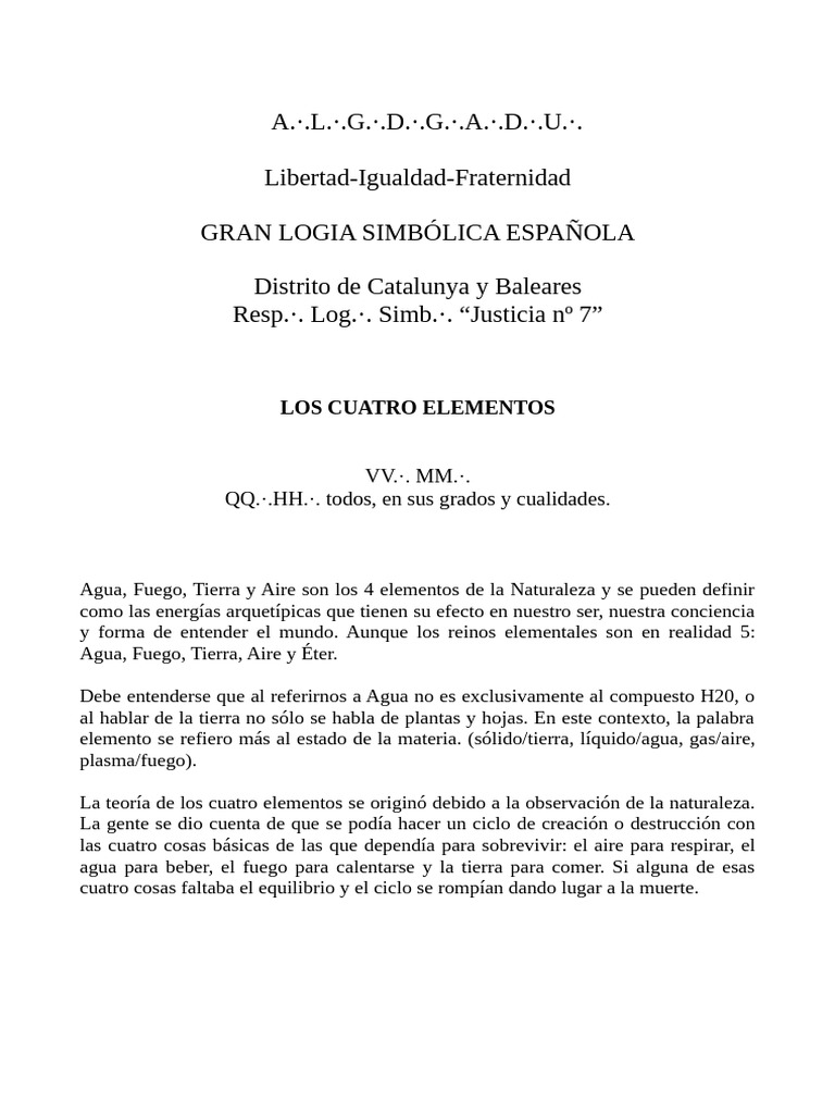 Importancia de los Cuatro Elementos | PDF | Agua | Incendios