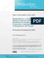 Beliera y Longo Sindicalismo y Conflicto Laboral