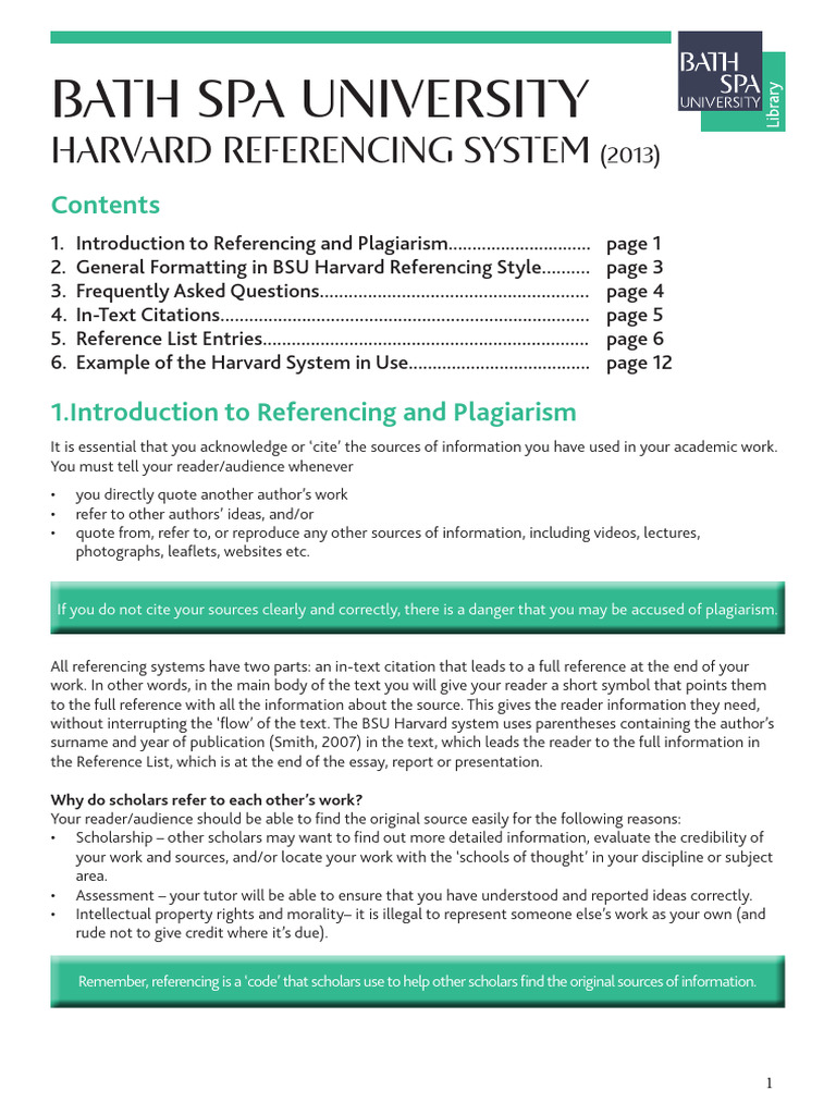 BSU Harvard Referencing Guidance 2013 | PDF