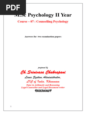 Counselling Psychology