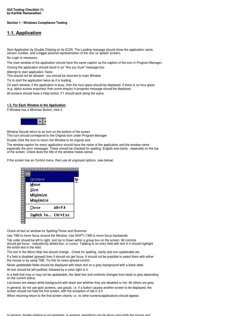 GUI Testing Checklist | PDF | Keyboard Shortcut | Computer Program