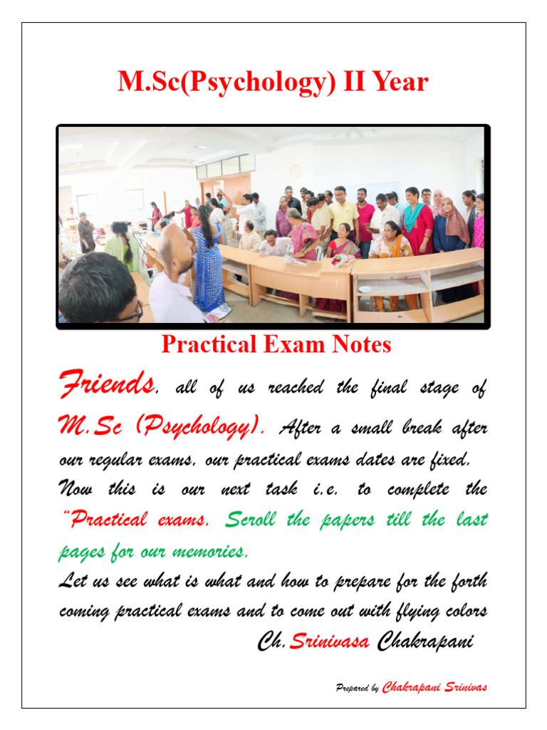 Practical Exams Preparation Notes For M.SC Psychology II Year | PDF