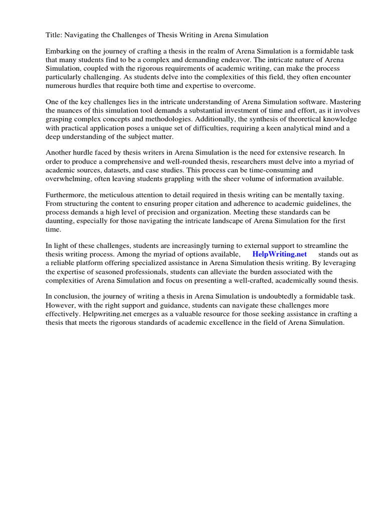 Thesis Arena Simulation Pdf