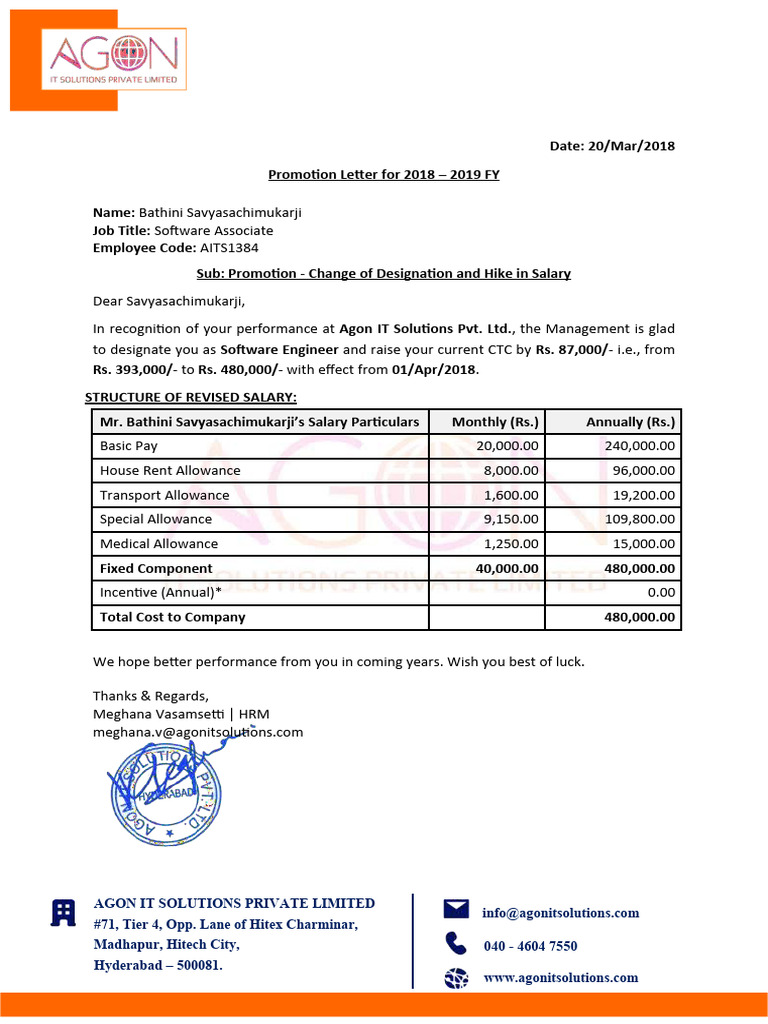 Promotion and Salary Hike Notification | PDF | Business | Technology ...