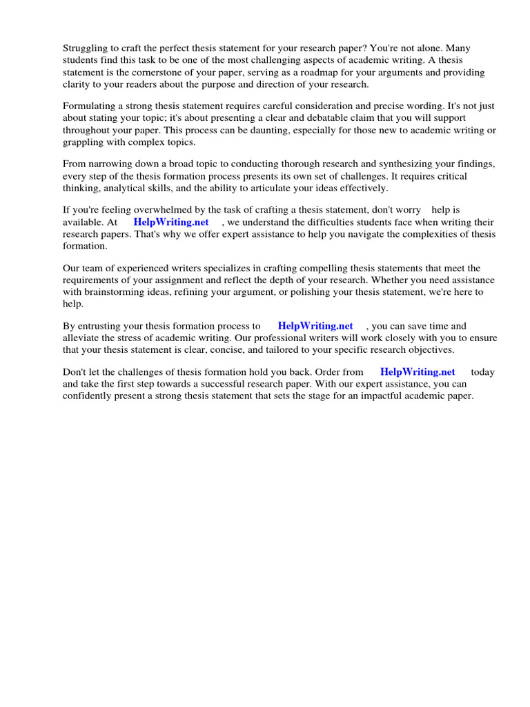 How To Form A Thesis Statement For A Research Paper | PDF | Essays | Thesis