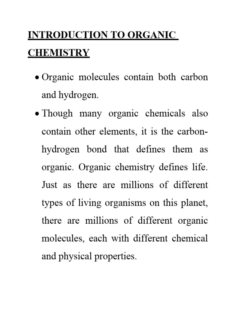 Introduction To Organic Chemistry-Good Notes | PDF | Alkene | Alkane