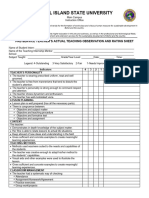 Pre Service Teachers Actual Teaching Observation and Rating Sheet