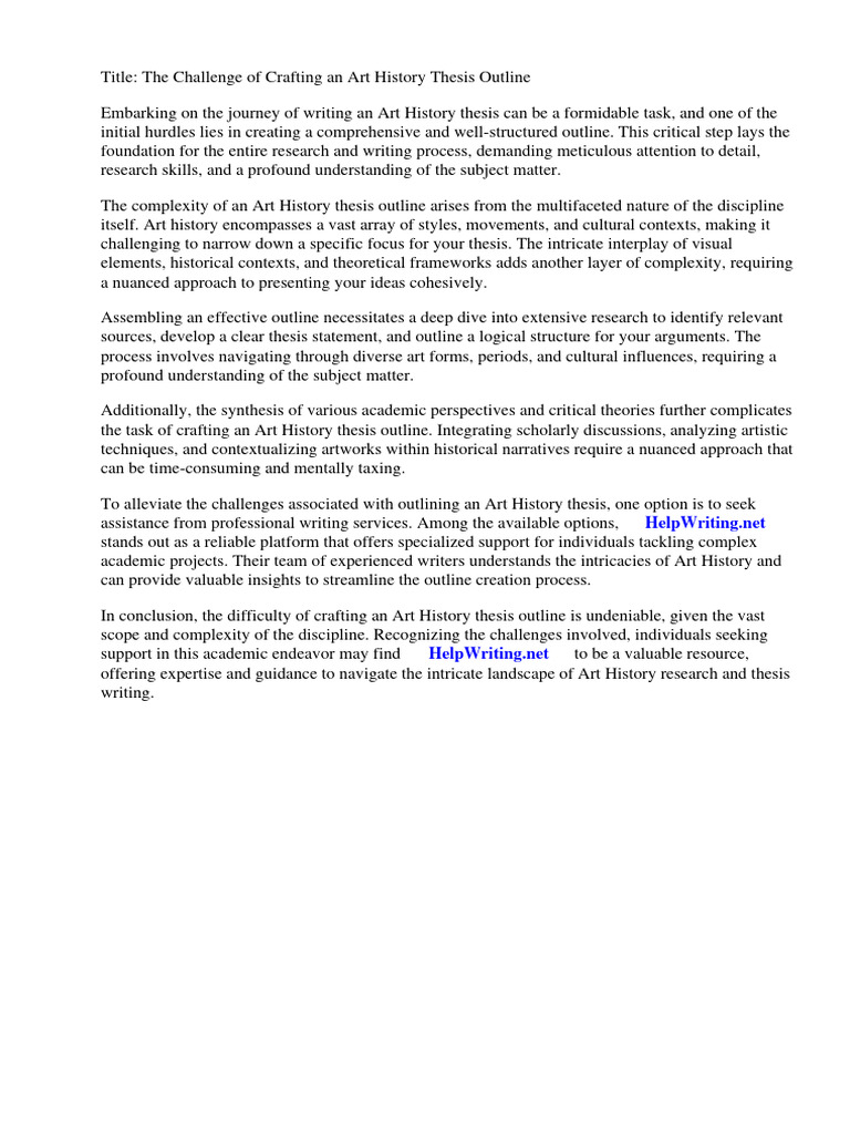 Art History Thesis Outline Pdf Essays Thesis