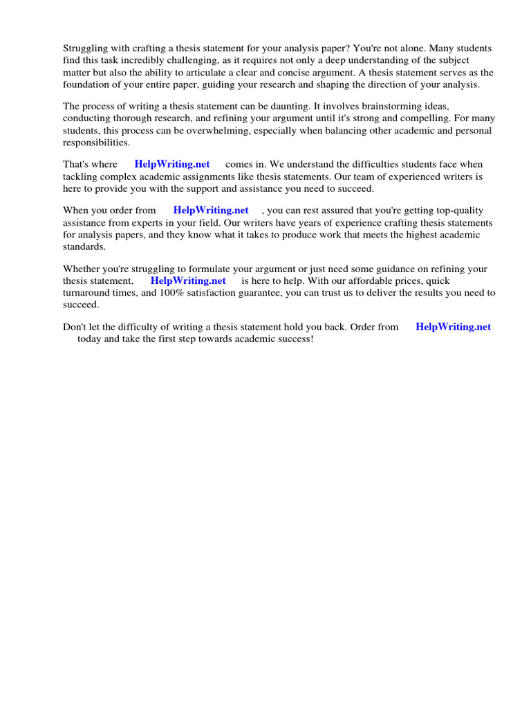 Thesis Statement For A Analysis Paper | PDF | Essays | Thesis