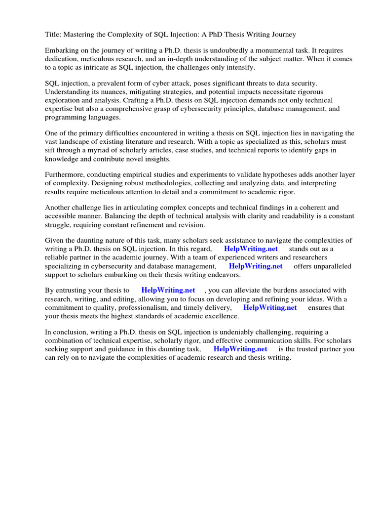 SQL Injection PHD Thesis | PDF