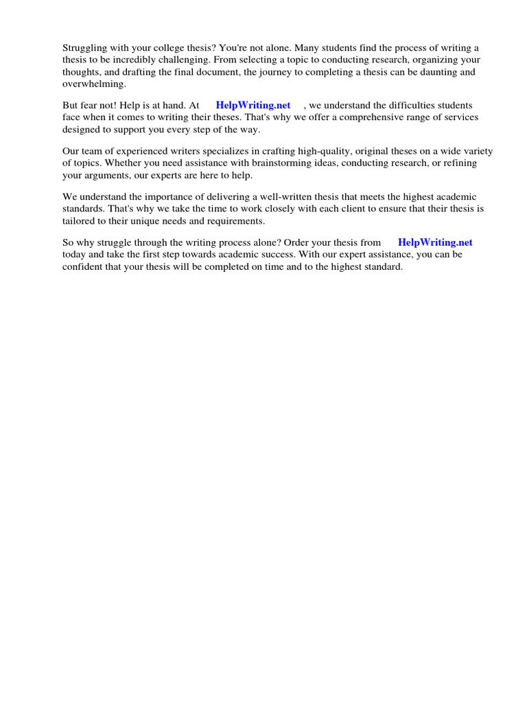 College Level Thesis Examples Pdf Thesis Essays