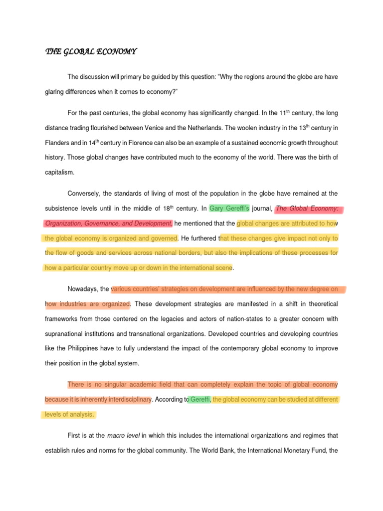 Understanding Global Economic Disparities | PDF | Globalization | World ...