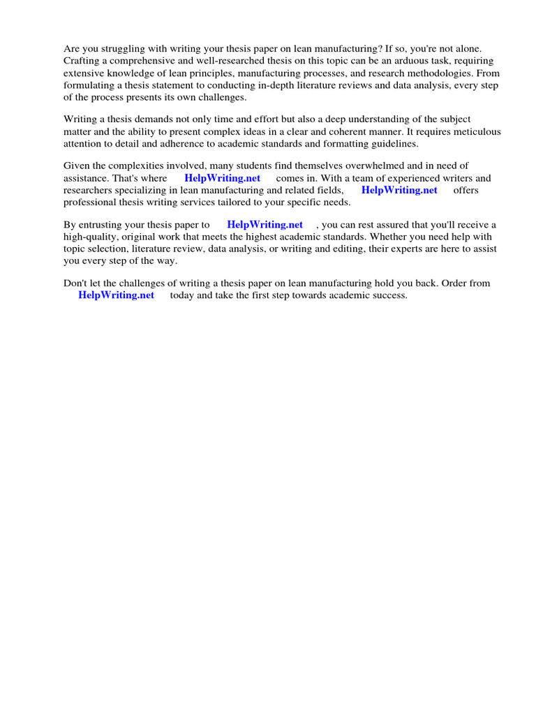 Thesis paper on lean manufacturing pdf lean manufacturing