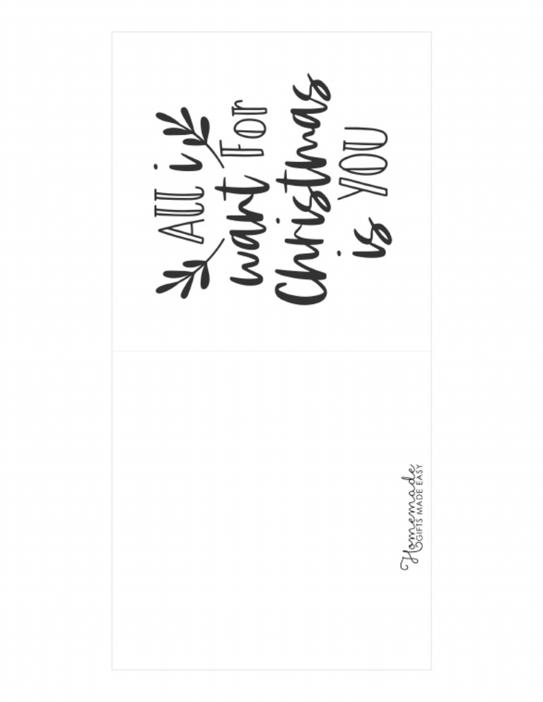 Free printable christmas cards all i want for christmas is you black