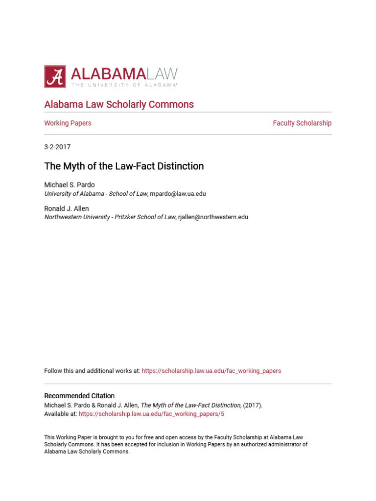 The Myth of The LawFact Distinction Download Free PDF Seventh