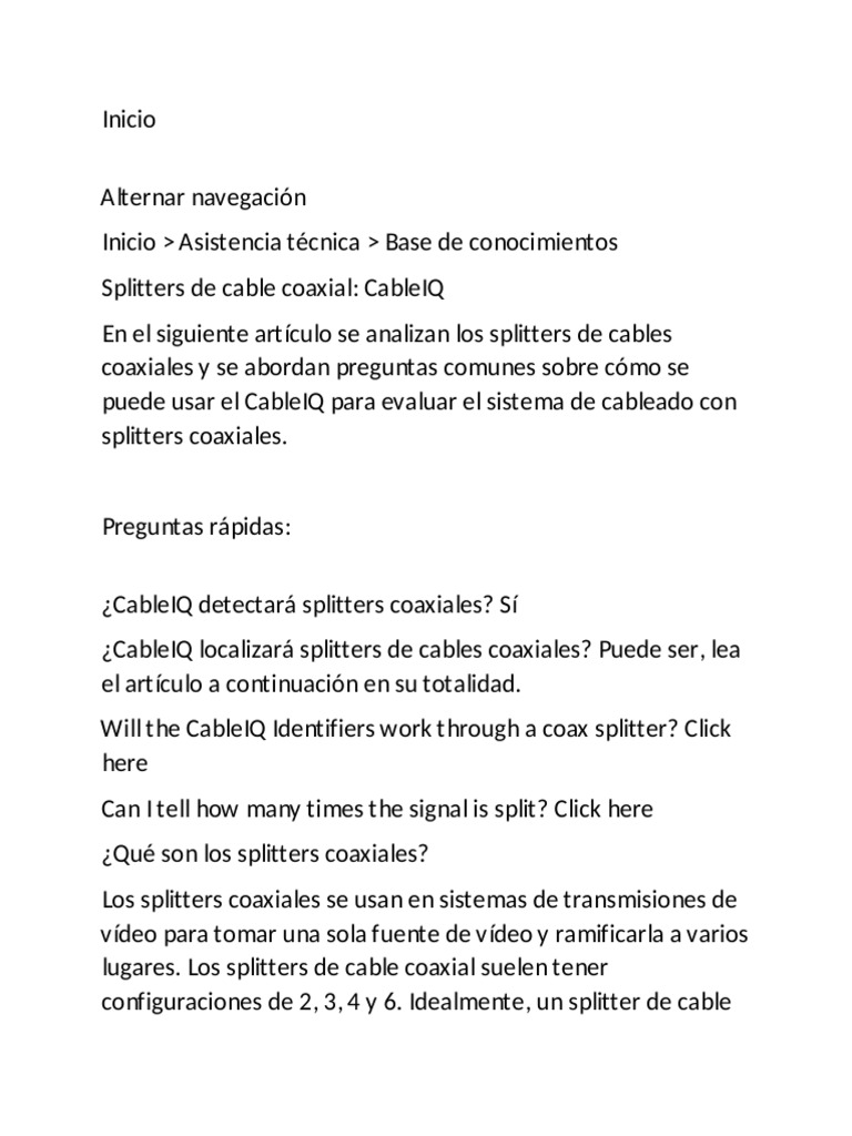 Splinter y Su Función | PDF | Cable coaxial | Ingenieria Eléctrica