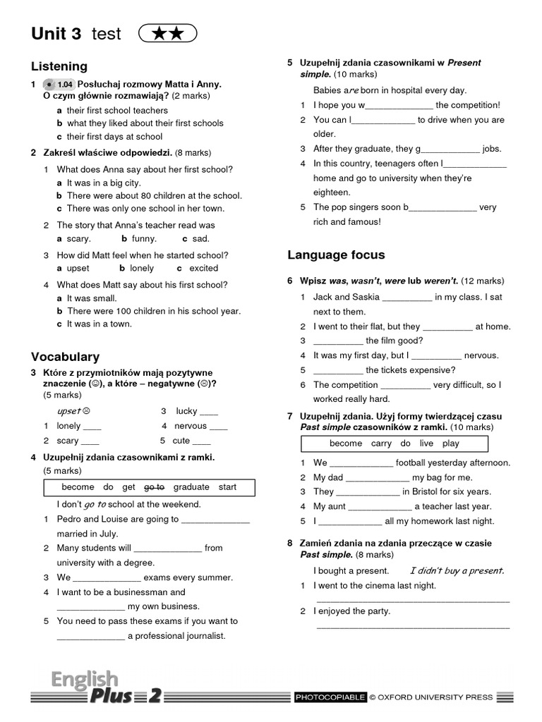 Unit 3 Standard Test Pdf