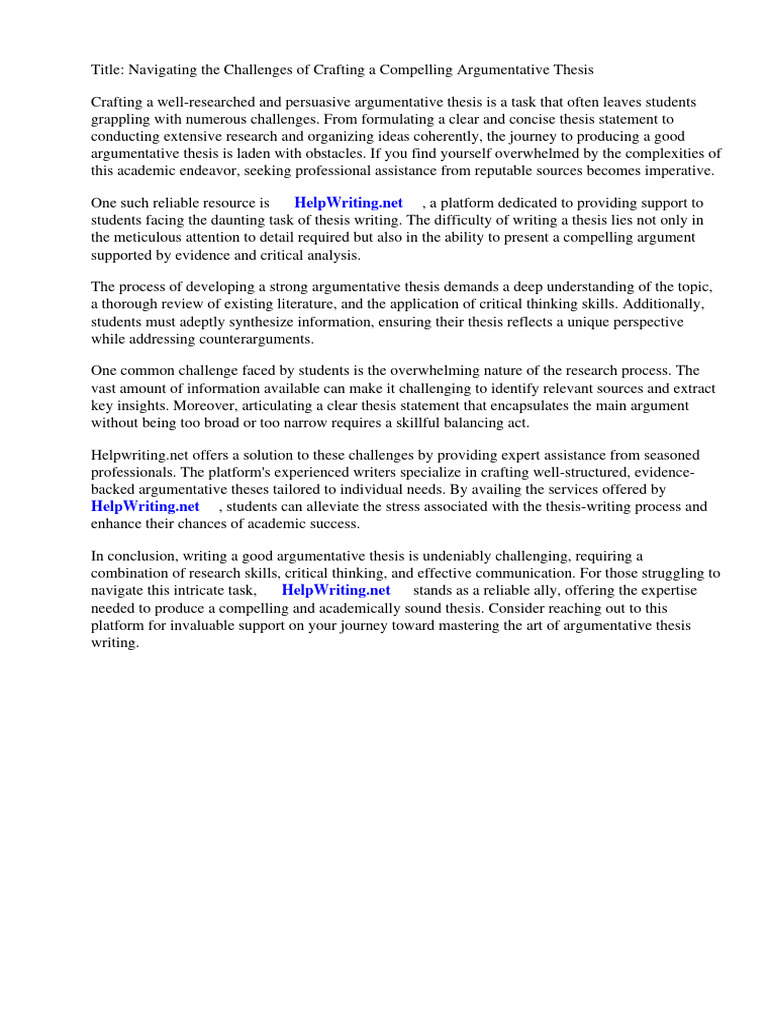 How To Write A Good Argumentative Thesis | PDF | Essays | Thesis