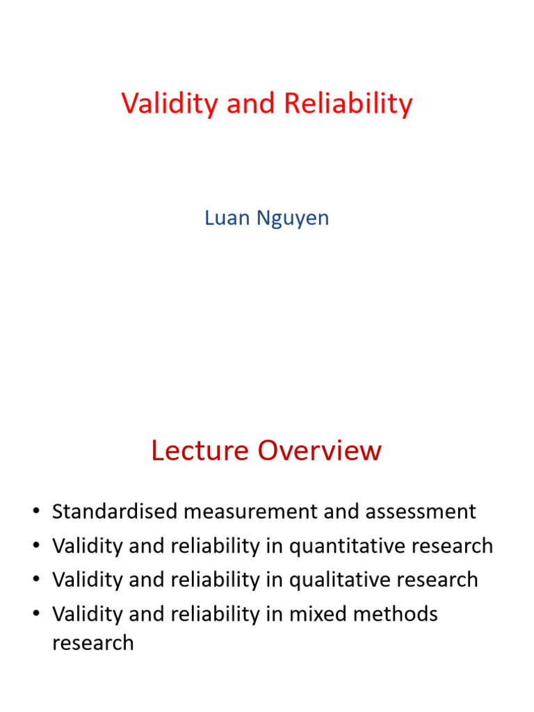 Understanding Validity and Reliability in Research | PDF | Validity ...