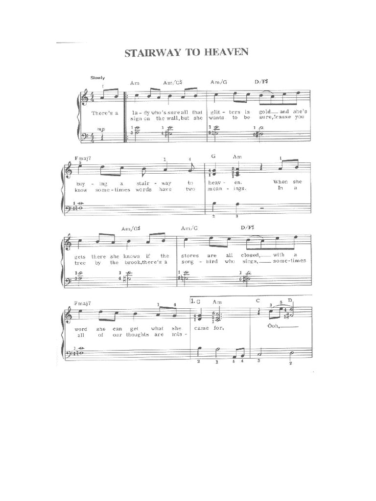 Led Zepplin, Stairway To Heaven (PIANO) (PARTITURA SHEET MUSIC NOTEN PARTITION SPARTITI