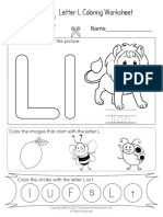 Letter L Coloring Worksheet: L T L F