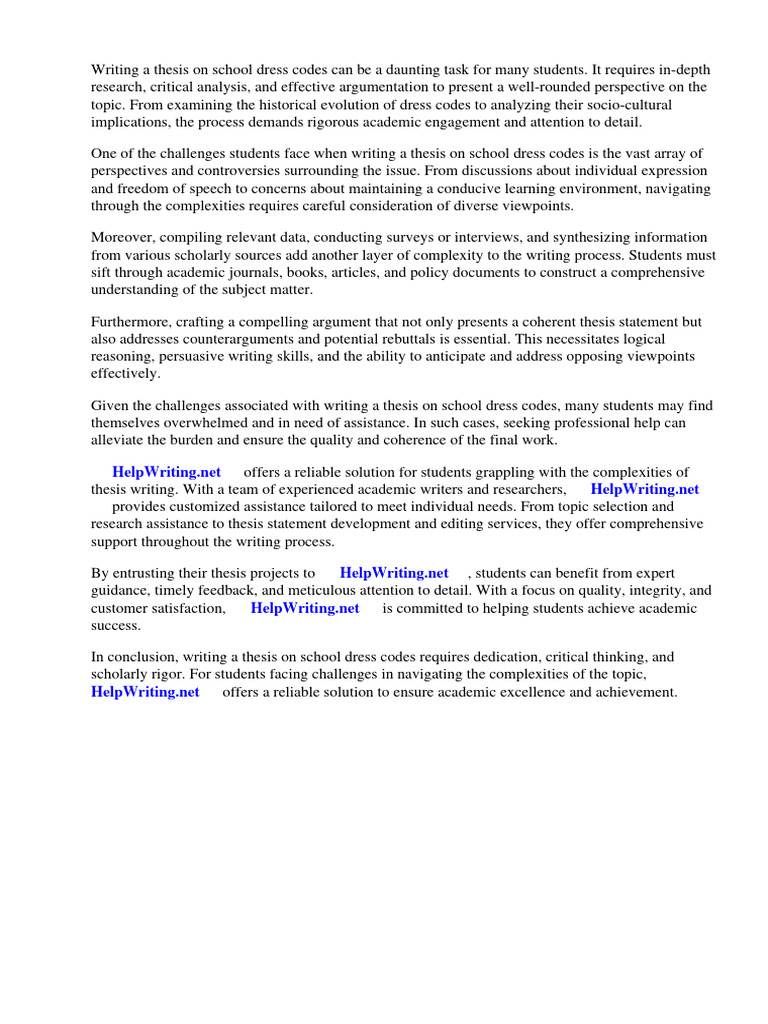 School Dress Codes Thesis Download Free PDF Clothing Thesis