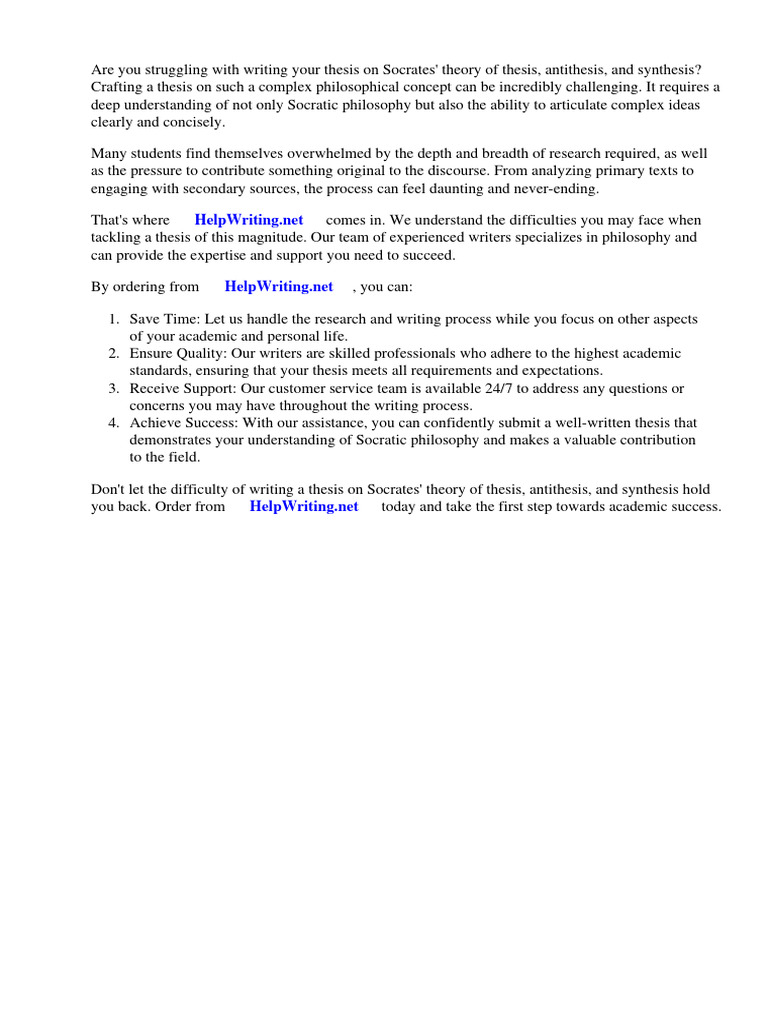 Socrates Thesis Antithesis Synthesis | PDF | Dialectic | Georg Wilhelm