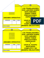 Tarjeta de Inspeccion de Andamio (COLOR AMARILLO)