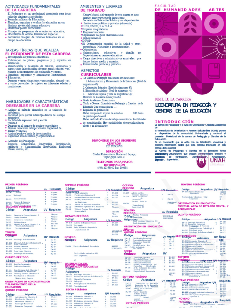 Licenciatura en Pedagogía UNAH: Guía y Planificación | PDF | Plan de ...