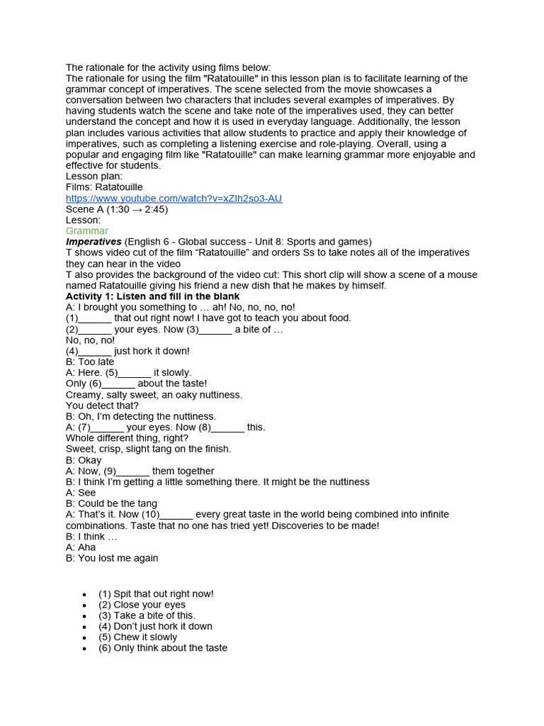The Rationale For The Activity Using Films Below | PDF | Linguistics ...